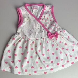 Vintage 80s Buster Brown Pink Polka Dot Baby Dress